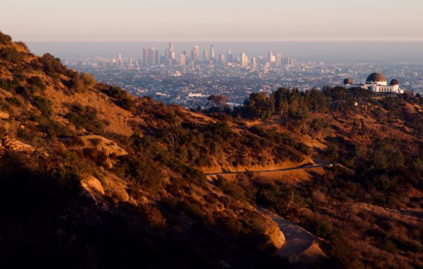 Griffith park trails with city view